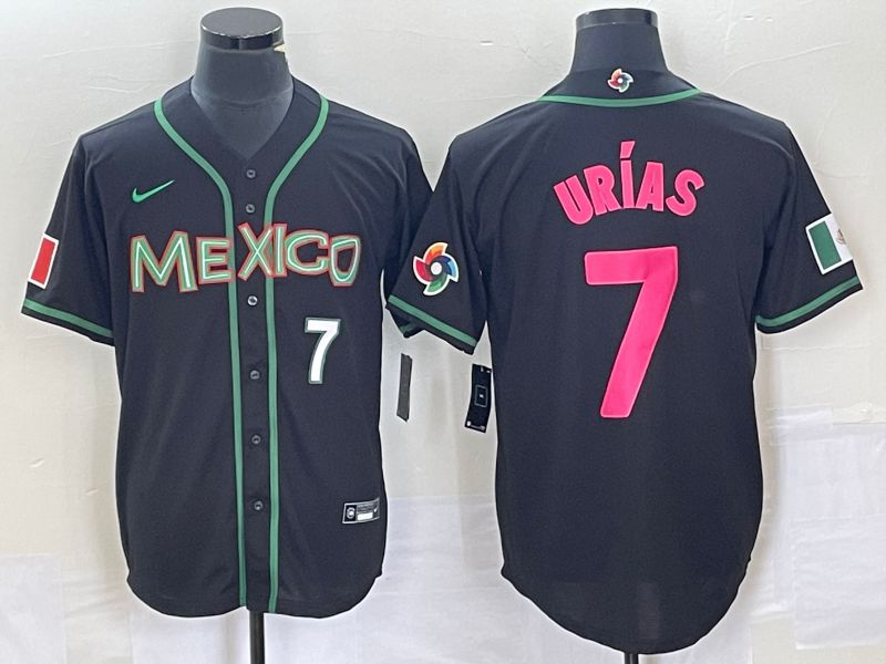 Men 2023 World Cub Mexico #7 Urias Black pink Nike MLB Jersey37